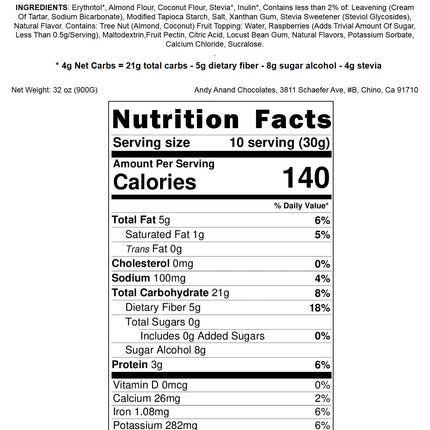 Andy Anand Sugar Free Raspberry Cake , Baked Fresh, Indulge Guilt-Free, Fresh Bakeries That Deliver Sugar Free Cakes (2 lb)