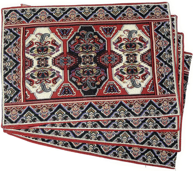 DaDalogy Set of 4-Pieces Majestic Kilim Red Persian Rug Woven Tapestry Placemats 13” x 19” (18195)