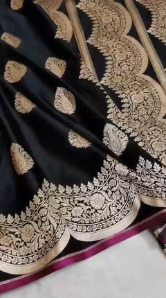 Excellent Pure Banarasi Katan Mashru Satin Silk Saree