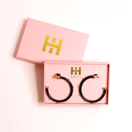 Hoops - Black with Gold Balls