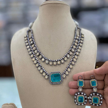 Moisaanite Necklace Earrings Set for Women