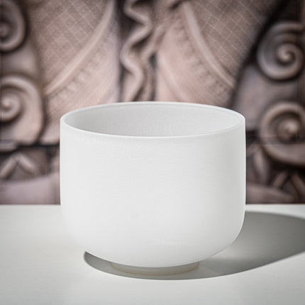 8" White-Frosted Crystal Singing Bowl, Note B4, Crown Chakra
