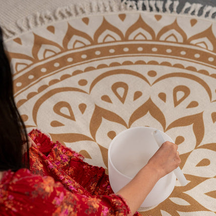 8" White-Frosted Crystal Singing Bowl, Note C5, Root Chakra