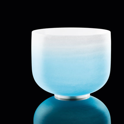 10" Color-Frosted Crystal Singing Bowl, Light Blue, Note G4, Throat Chakra