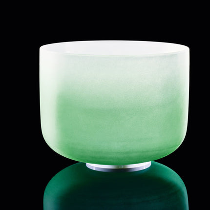 11" Color-Frosted Crystal Singing Bowl, Green, Note F4, Heart Chakra