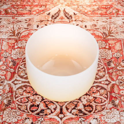 12" Color-Frosted Crystal Singing Bowl, Yellow, Note E4, Solar Plexus Chakra