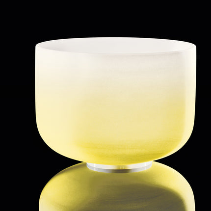 12" Color-Frosted Crystal Singing Bowl, Yellow, Note E4, Solar Plexus Chakra