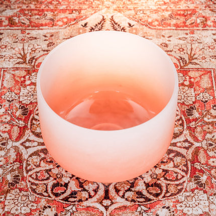 13" Color-Frosted Crystal Singing Bowl, Orange, Note D4, Sacral Chakra