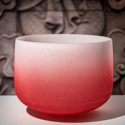 14" Color-Frosted Crystal Singing Bowl, Red, Note C4, Root Chakra