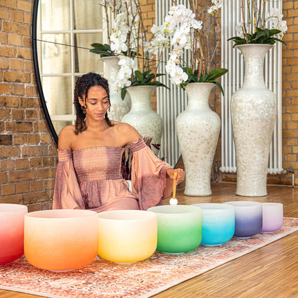 7-piece Crystal Singing Bowl Chakra Set, Color-Frosted