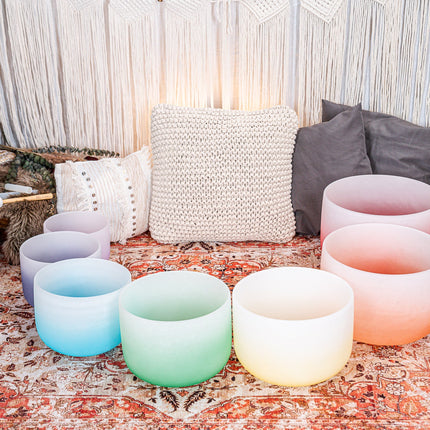 7-piece Crystal Singing Bowl Chakra Set, Color-Frosted