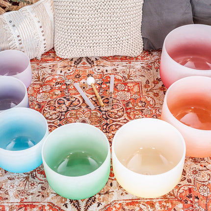 7-piece Crystal Singing Bowl Chakra Set, Color-Frosted
