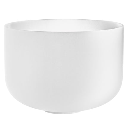 14" White-Frosted Crystal Singing Bowl, Note E3, Solar Plexus Chakra