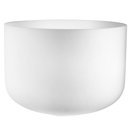 16" White-Frosted Crystal Singing Bowl, Note D3, Sacral Chakra 440hz