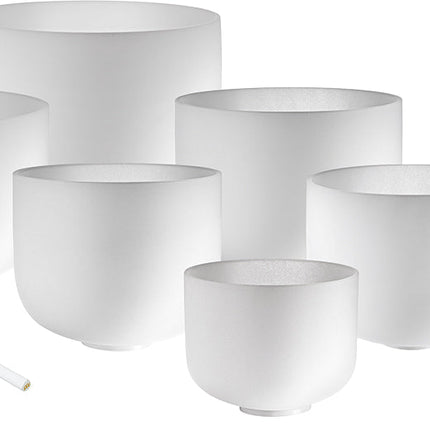 7-Piece White-Frosted Crystal Singing Bowl Chakra Set