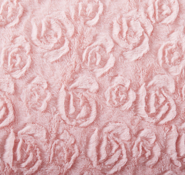 DaDa Bedding Rosey Pastel Blossom Pink Faux Fur Euro Throw Pillow Cover (171752)