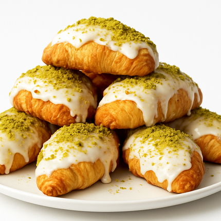Andy Anand Sugar Free White Chocolate Pistachios Croissant - 10 Pcs Hand Rolled French Butter Croissants, Diabetic Friendly, Enjoy the Amazing Clasic Taste, Gift Box, Decadent Delicious ( 2 lb)