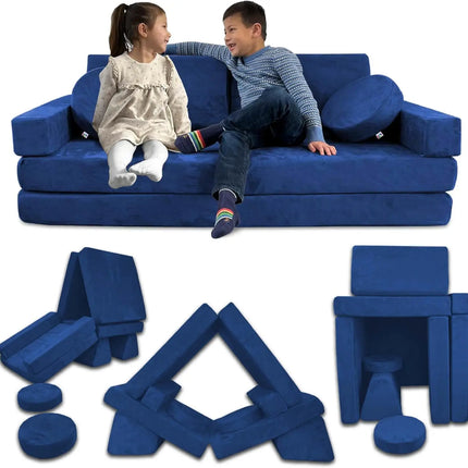 Modular Kids Play Couch – 14-Piece Convertible Sectional Sofa & Fortplay Set for Toddlers and Families