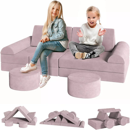 Modular Kids Play Couch – 14-Piece Convertible Sectional Sofa & Fortplay Set for Toddlers and Families