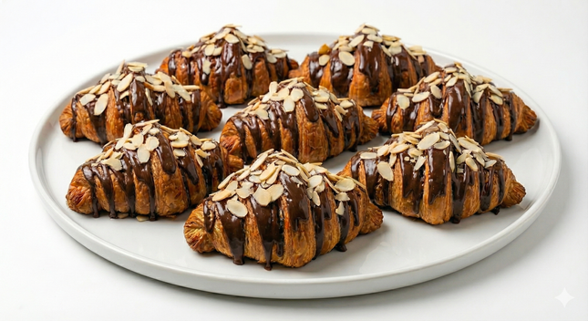 Andy Anand Dark Chocolate Almond Croissants Cake, 10 Pcs Handcrafted Guilt-Free Treats 2 lbs