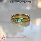 14K Yellow Gold / Green Emerald / Lab Grown