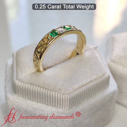 Classic Mens 3 Stone Wedding Band