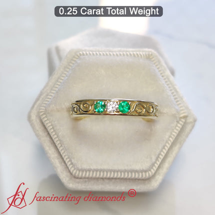 Classic Mens 3 Stone Wedding Band