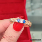 14K Rose Gold / Blue Sapphire / Lab Grown