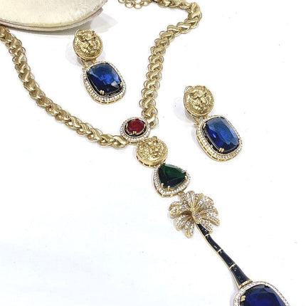 Exclusive Designer Sabya Sachi Inspired Fusion Stone Necklace Set