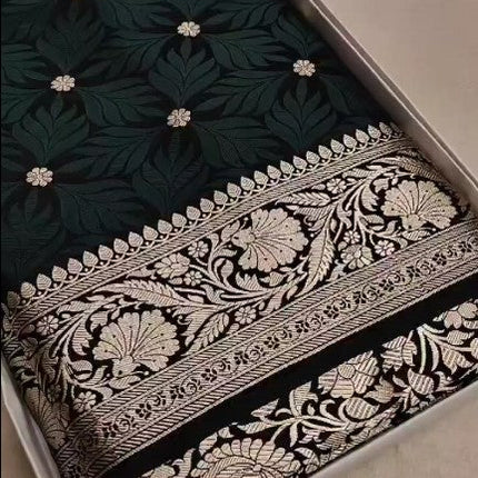 Beautiful Antique Gold Zari Work Banarasi Mashru Silk Saree