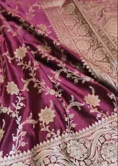 Exclusive Pure Banarasi Katan Mashru Satin Silk Designer Saree