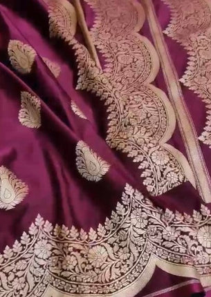 Excellent Pure Banarasi Katan Mashru Satin Silk Saree