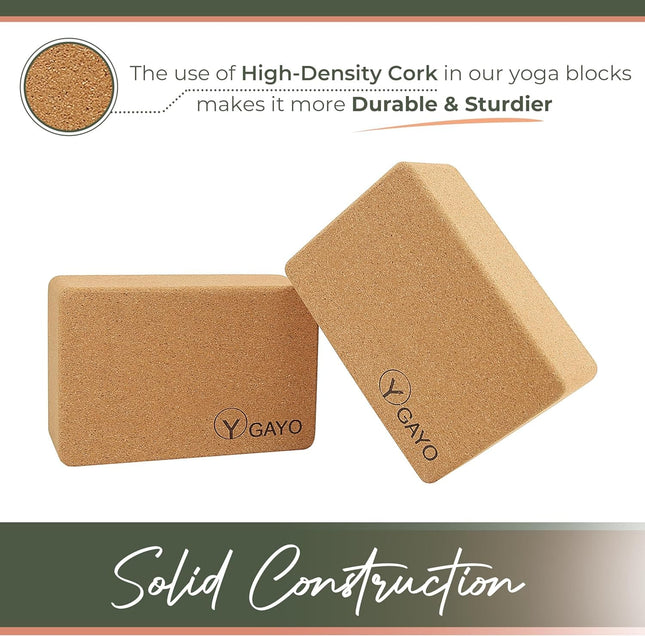 Sustainable Large Cork Yoga Blocks & Strap Set