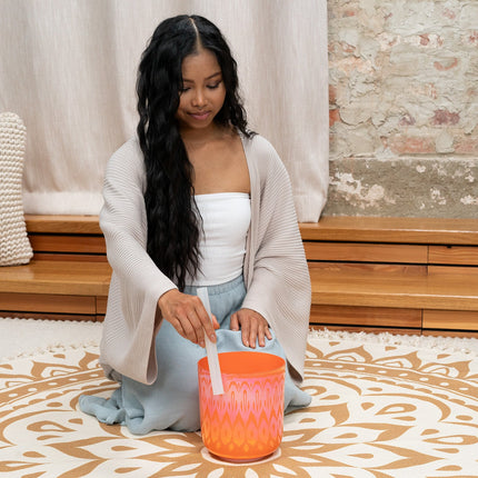6.7" Essence Crystal Singing Bowl, Note C4, Orange, Root Chakra, 440 Hz