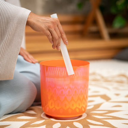 6.7" Essence Crystal Singing Bowl, Note C4, Orange, Root Chakra, 440 Hz