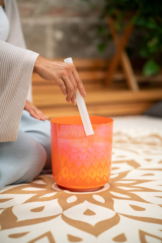 6.7" Essence Crystal Singing Bowl, Note C4, Orange, Root Chakra, 440 Hz