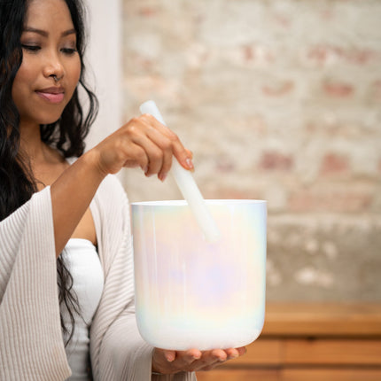 7" Essence Crystal Singing Bowl, Note B3, Creamy, Crown Chakra, 440 Hz