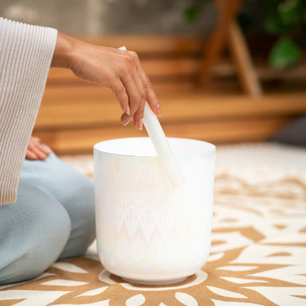 7" Essence Crystal Singing Bowl, Note B3, Creamy, Crown Chakra, 440 Hz