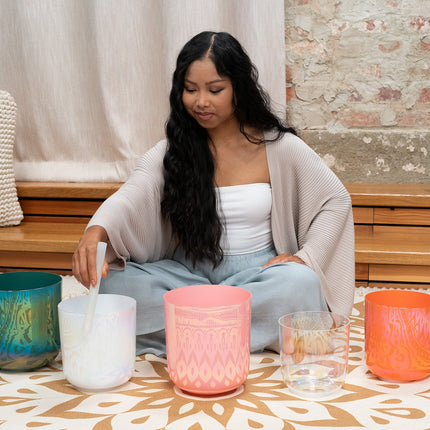 7" Essence Crystal Singing Bowl, Note B3, Creamy, Crown Chakra, 440 Hz