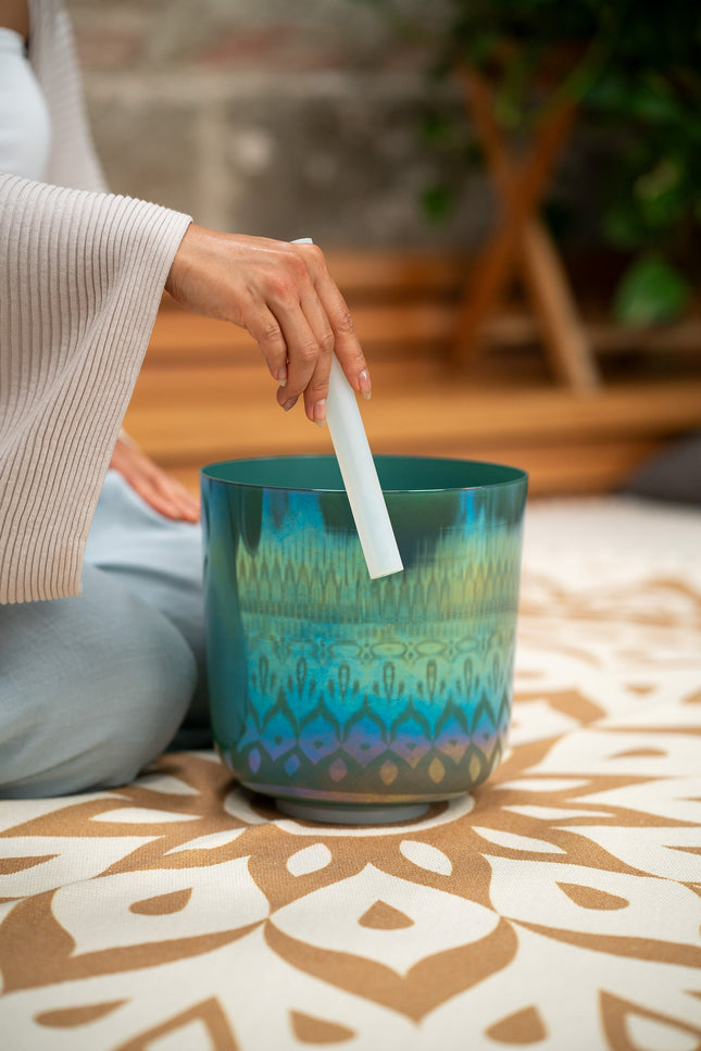 8" Essence Crystal Singing Bowl, F3, Mint Blue, Heart Chakra, 440 Hz