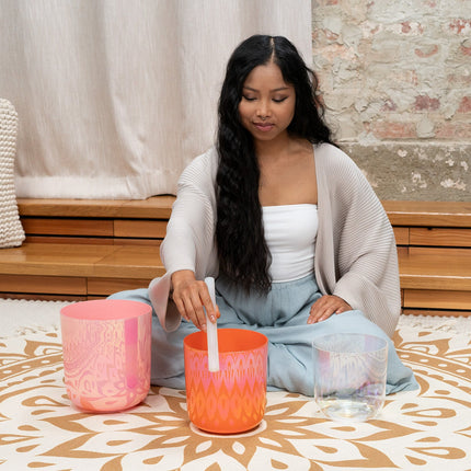 3-Piece Essence Crystal Singing Bowl Set, E4/C4/G3, 440 Hz