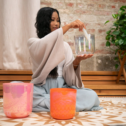 3-Piece Essence Crystal Singing Bowl Set, E4/C4/G3, 440 Hz