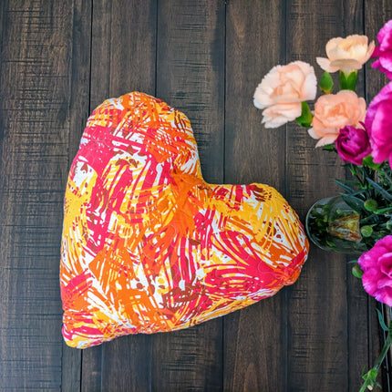 DaDa Bedding Hand-Made Sewn Marble Painted Heart Shaped Reversible Colorful Throw Pillow - 16” x 14”