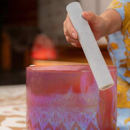 8" Essence Solfeggio Crystal Singing Bowl, 174 Hz, Brandy Rose