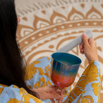 4.5" Essence Solfeggio Crystal Singing Bowl, MI 528 Hz, Sunrise Blue