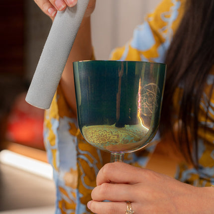 4.25" Essence Solfeggio Crystal Singing Bowl, FA 639 Hz, Indigo Blue