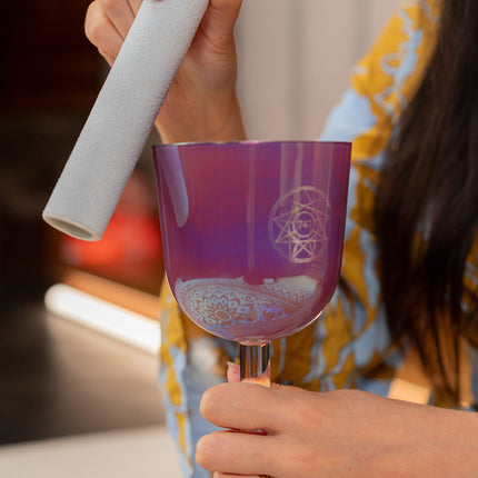 3.75" Essence Solfeggio Crystal Singing Bowl, SOL 741 Hz, Lavender Purple