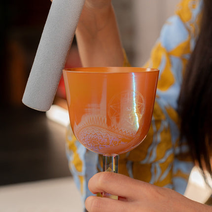3.75" Essence Solfeggio Crystal Singing Bowl, LA 852 Hz, Mango Mojito