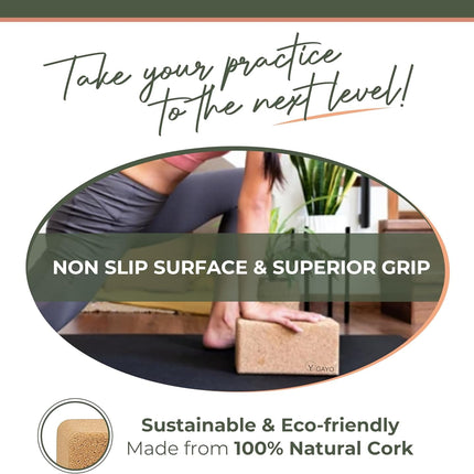 Sustainable Large Cork Yoga Blocks & Strap Set