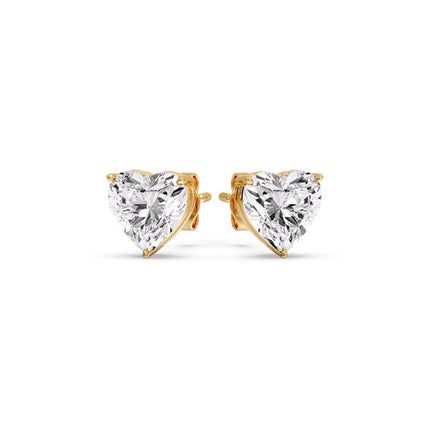 Heart Shaped 3 Prong Basket Stud Earring